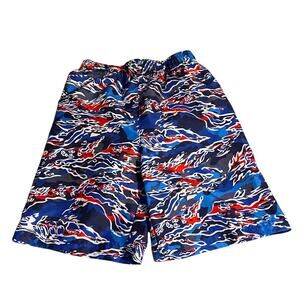 Under Armour Boys Swim Trunks Size 7 Blue Red Print Mesh Lined